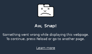 Google Chrome saying aw snap when it crashes