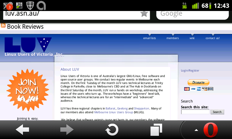 screen-shot of LUV web site