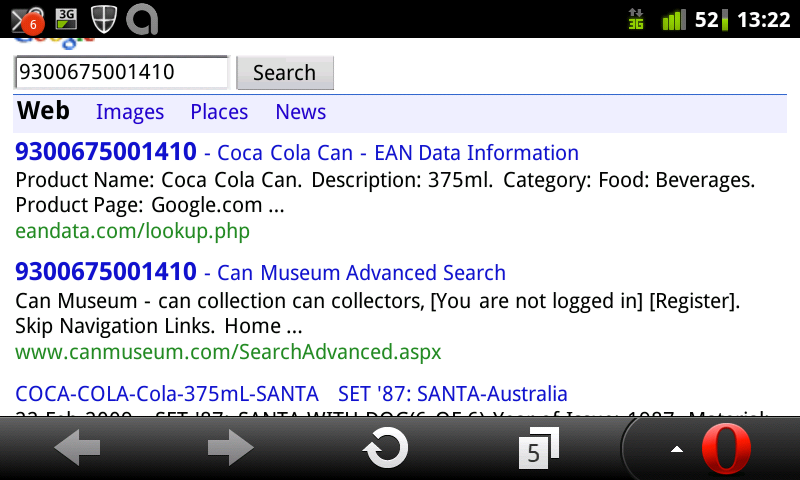 Google search on Coke can barcode