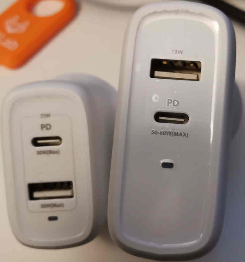 photo of 2 USB-PD chargers